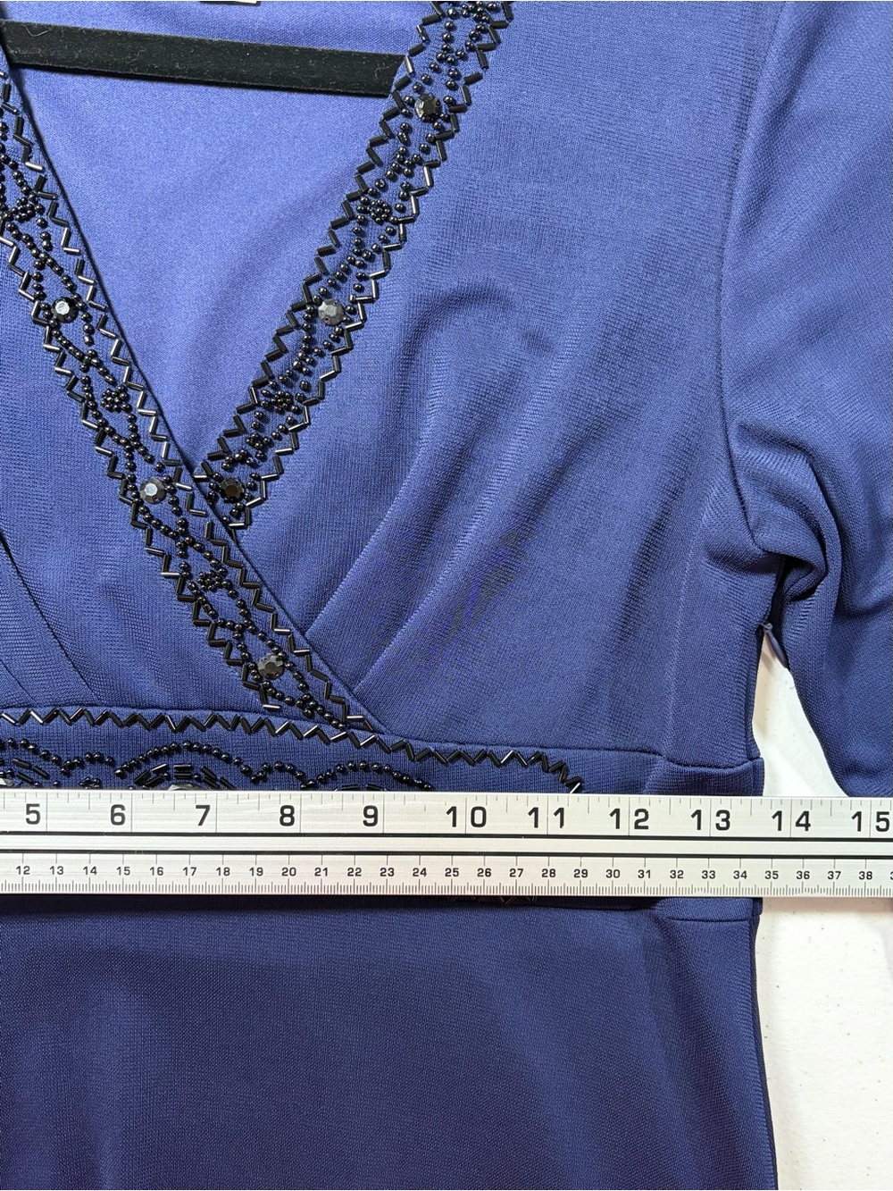 Talbots Navy Long-Sleeve V-Neck Dress with Beaded Waist (6) - Picture 8 of 11